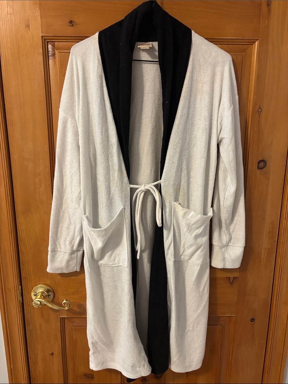 Women's Two-Tone Tie-Waist Robe - Black & White